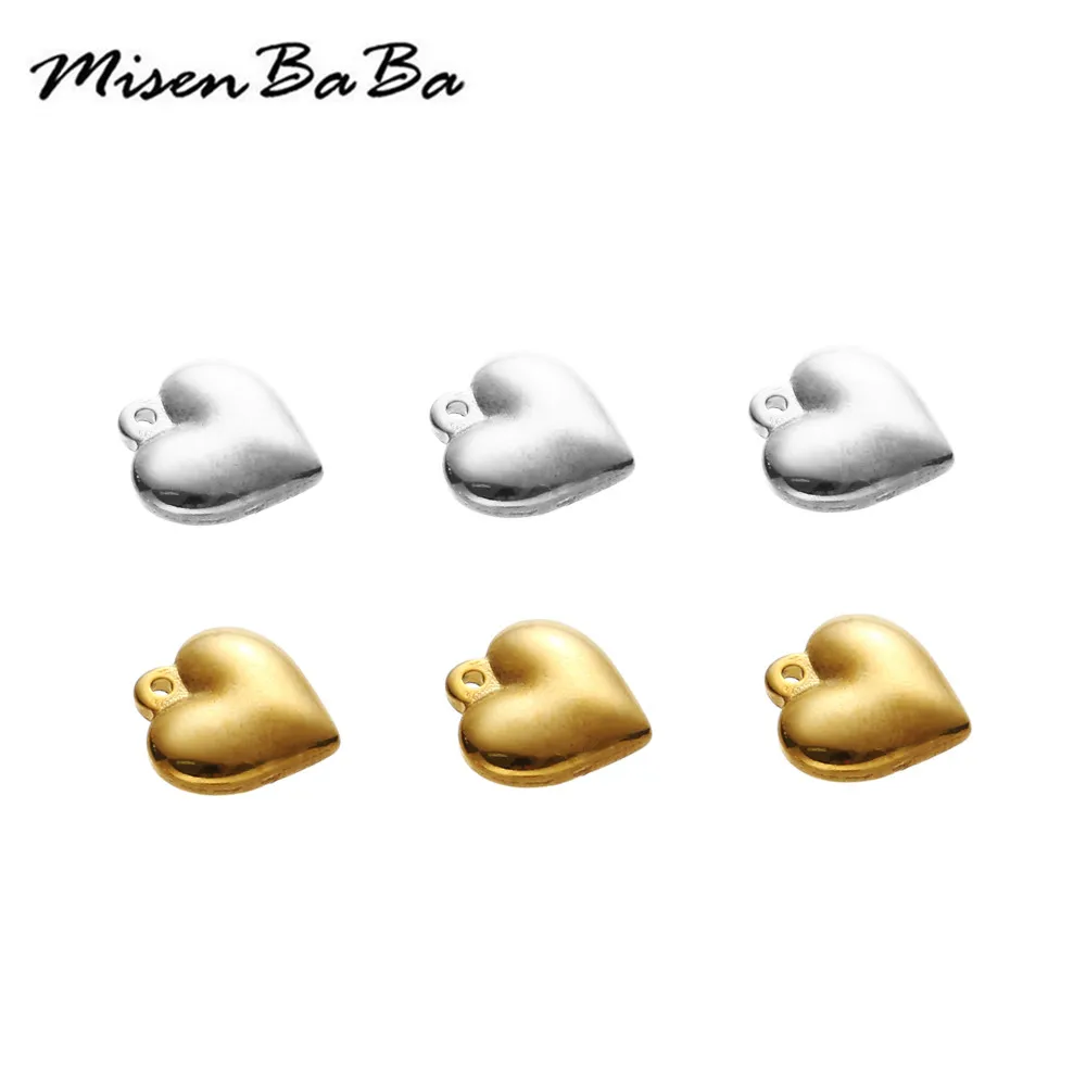 

5Pcs/lot New Stainless Steel Small Heart Charms Pendants For Jewelry DIY Making Heart Accessories