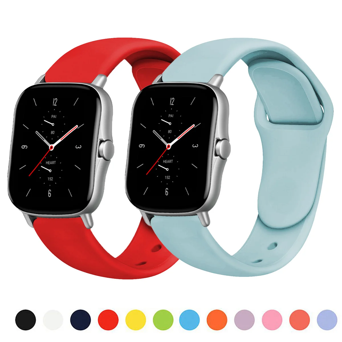 Силиконовый ремешок 20 мм/22 мм для Amazfit GTS/2/2e/GTS2 Mini/GTR 42 мм/47 мм/GTR2/2e/stratos 2/3 спортивный