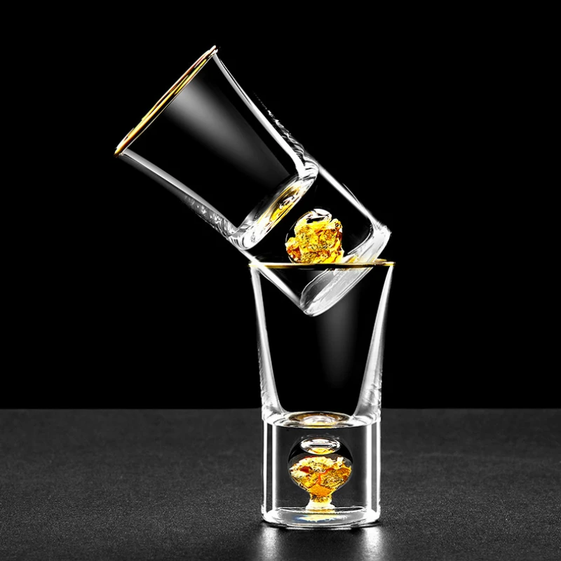 24K из золотой фольги Кристальный стеклянный бокал для ликера и спиртных напитков