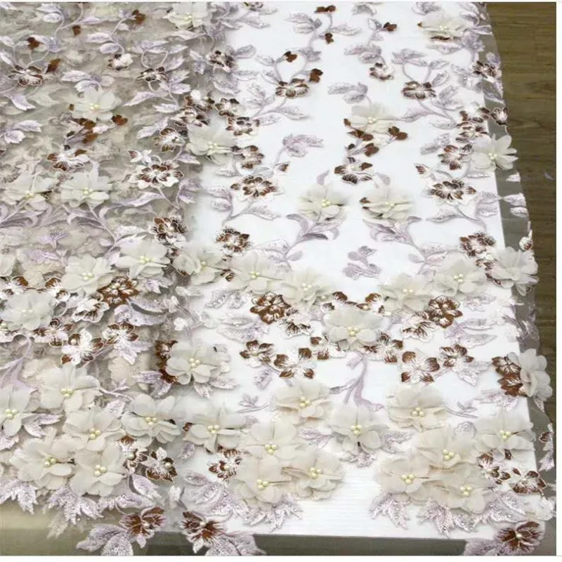 Вечернее платье/свадебный дизайн ткань Роскошная ручная работа 3D цветы вышивка