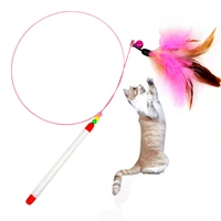 peacock feathers amuse the cat kitten interactive toy rod with bell feather pet toy funny stick toys para gatos zabawka dla kota