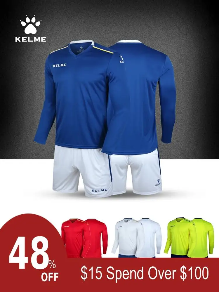 KELME, мужские футбольные майки, наборы, с длинным рукавом, Футбольная форма, Maillot De Foot, тренировочный костюм, командная спортивная одежда, Survete, Мужская футболка K16Z2004L