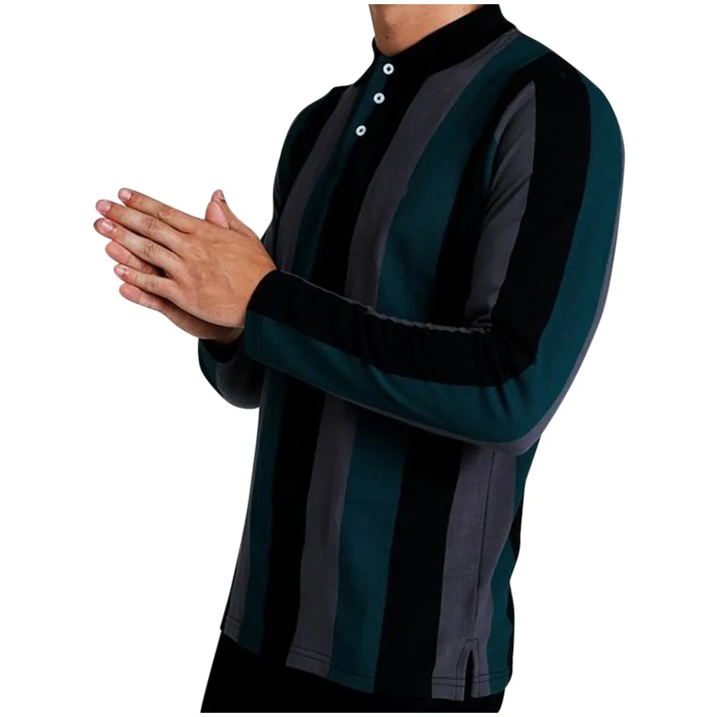 Мужская рубашка в полоску с длинным рукавом стиле ретро | одежда