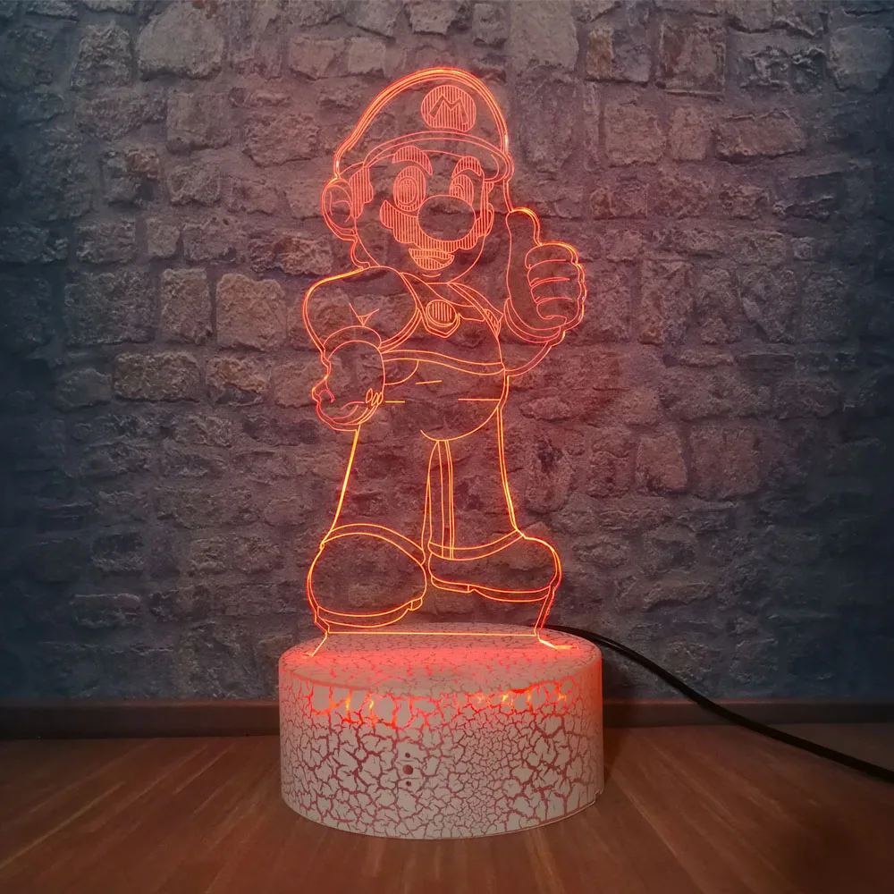Супер Марио 3D USB сенсорный светодиодный детский ночной Светильник мультяшная