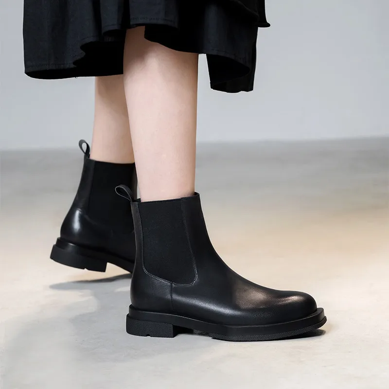 

FEDONAS 2021 Fashion Women Short Autumn Winter Boots Genuine Leather Elastic Band Shoes Woman Female Working Chelsea Boots