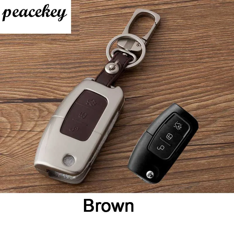Кожаный чехол для ключей peacekey из цинкового сплава Ford Fiesta Focus Ecosport автомобиля
