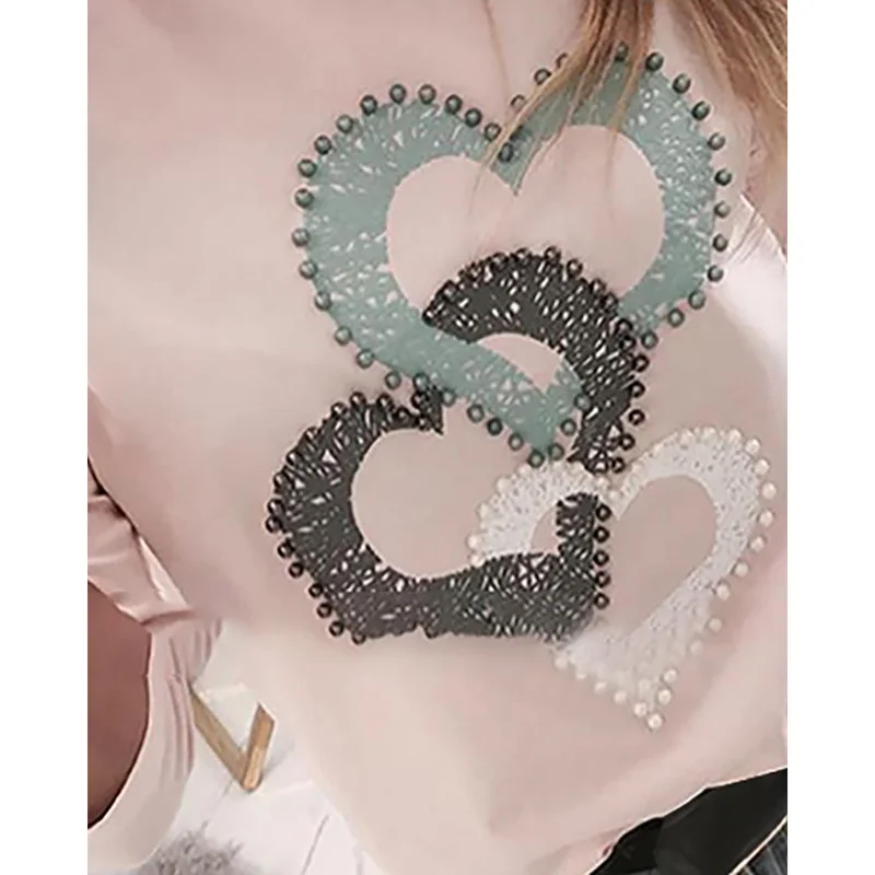 Женская футболка с длинным рукавом розовая Повседневная круглым вырезом и