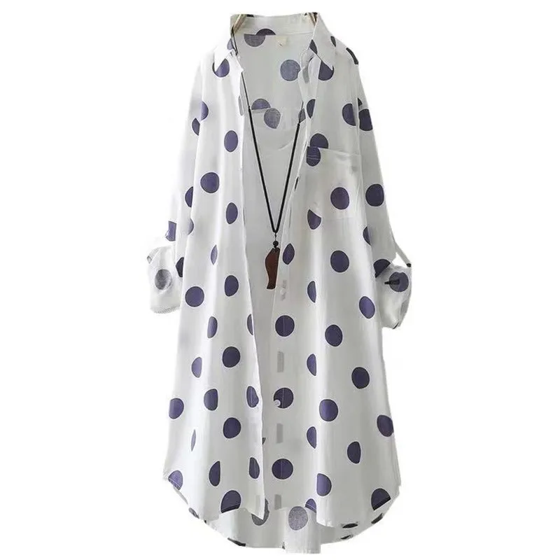 

Summer Polka Dot Shirt Jacket Casual Loose Coat Women's Long Sleeve Coats Sun Protection Tops Clothing Women Fashion Jackets