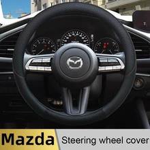 100% DERMAY Brand Leather Sport Car Steering Wheel Cover High Quality for Mazda 3 bk bl bj bn 323 Axela 3 Sport Auto Accessories