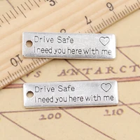 10pcs charms drive safe i need you heart with me 34x9mm tibetan silver color pendants antique jewelry making diy handmade craft