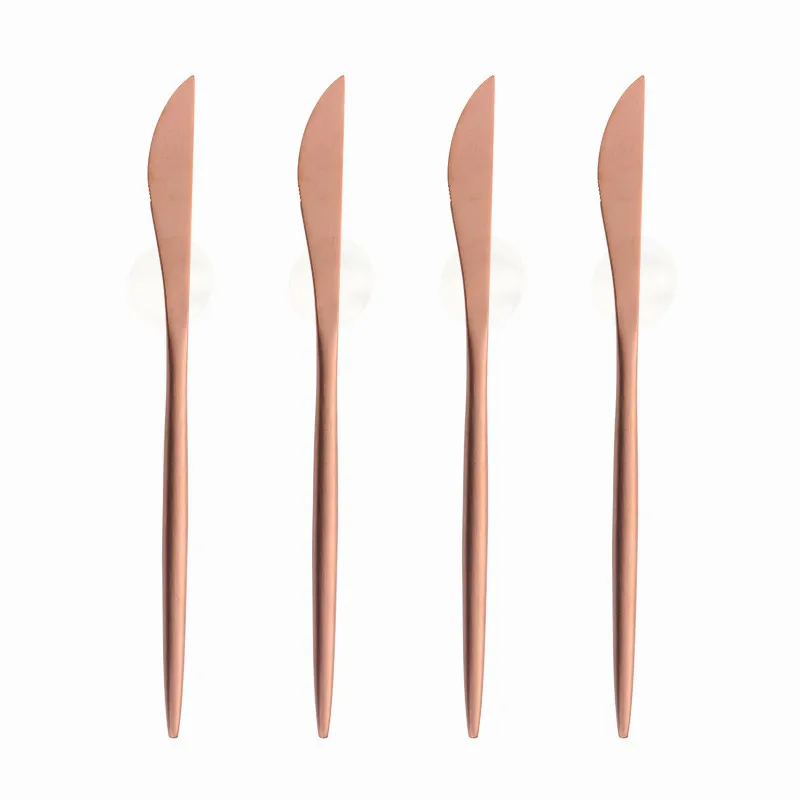 Розовые золотые столовые приборы Нержавеющая сталь столовых приборов в