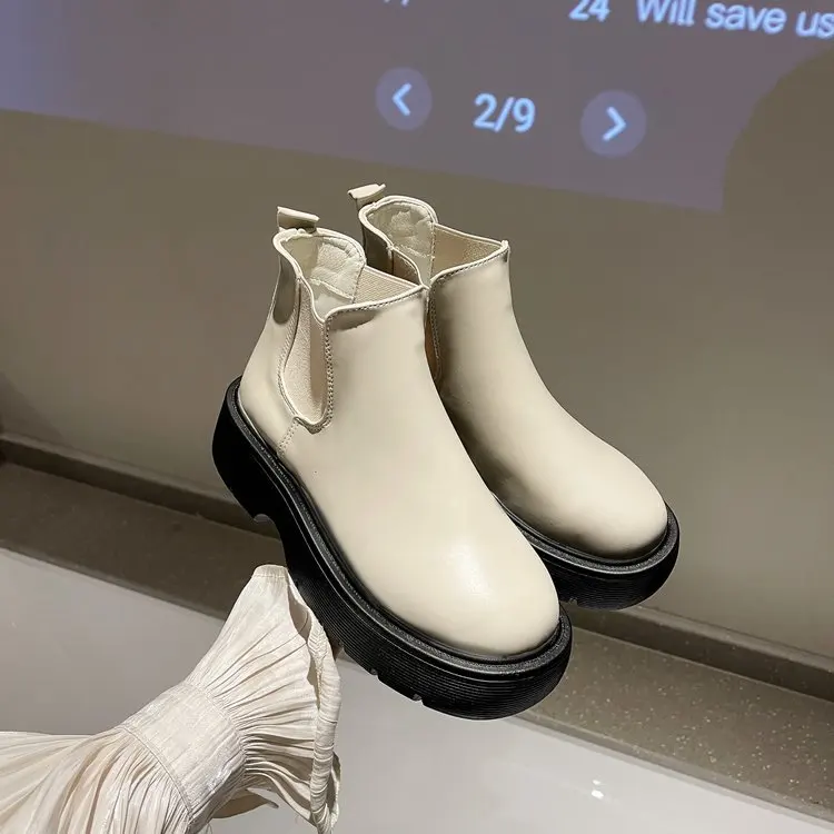 

Women's Rubber Boots Autumn Shoes Round Toe Chelsea Boots-Women Rain Mid Calf Mid-Calf Ladies Low 2021 Rock Fabric Slip-On Hoof