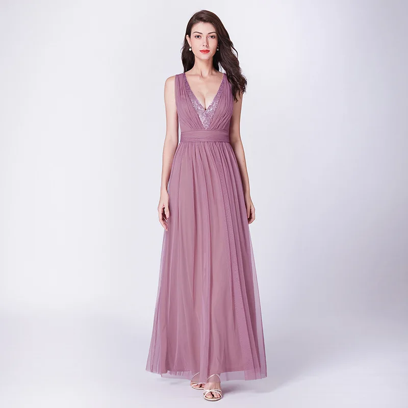 Милое платье подружки невесты коллекция 2020 года длинное на молнии с v образным