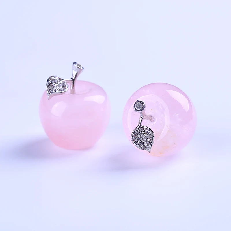 1 шт. натуральный розовый Хрустальное яблоко образец кварца с украшением в виде