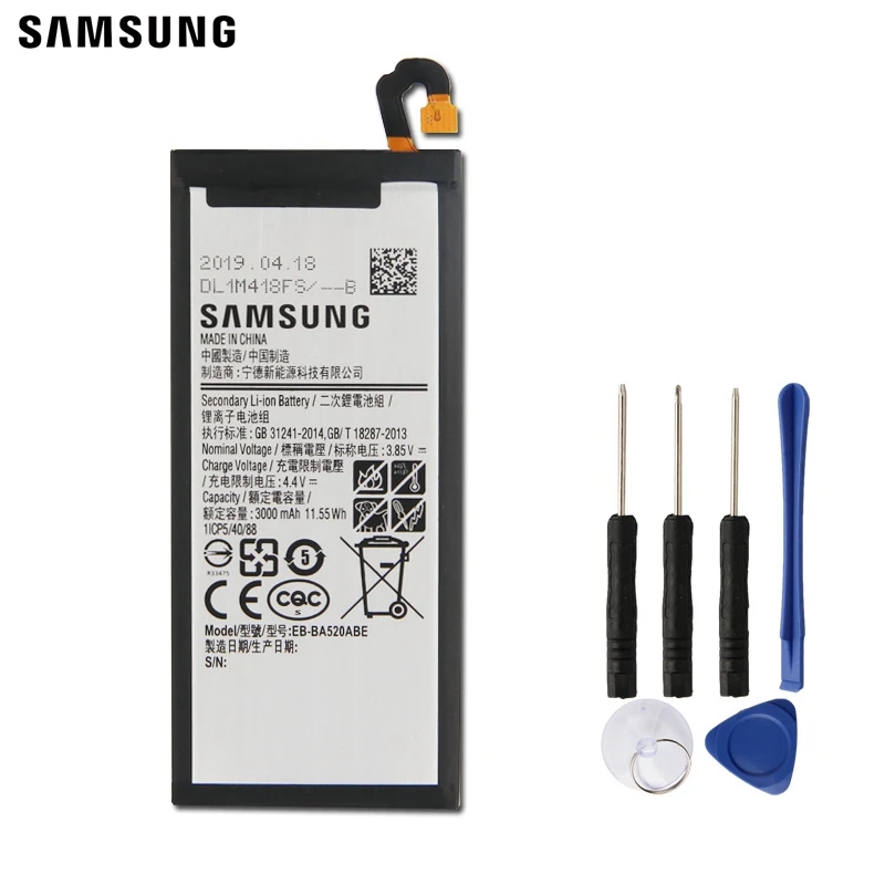 Samsung сменный аккумулятор EB-BA520ABE для серии samsung GALAXY A5 SM-A520F A520F Аутентичные батареи 3000 мАч