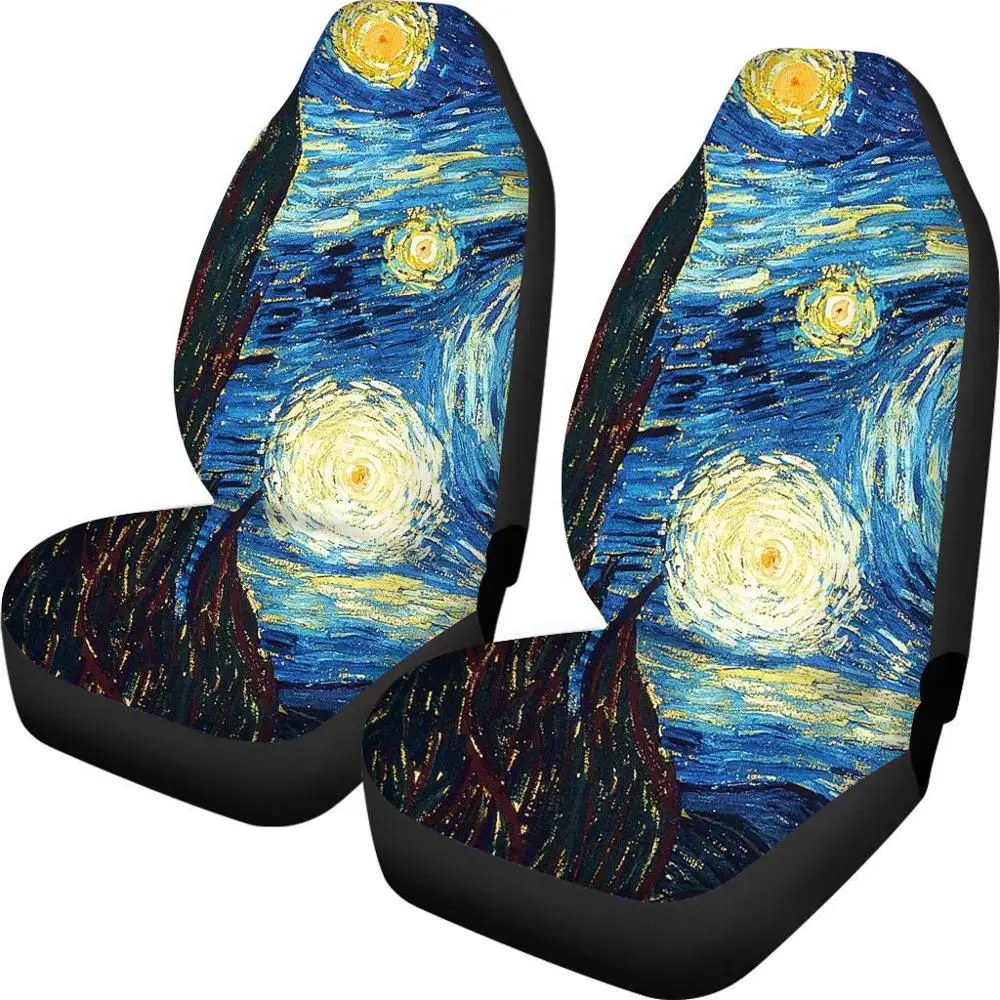 

INSTANTARTS Elastic Galaxy Oil Painting Prints Seat Protector Universal Car Front Seat Covers Slip-Resistant Car Seat Cushion