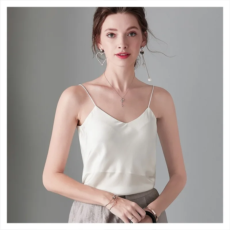 Женская Классическая шелковая майка Boutique сексуальная однотонная Облегающая