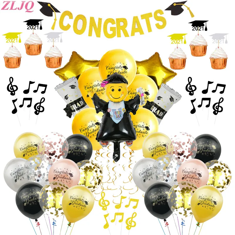 

ZLJQ Graduation 12Inch Latex Balloon Doctor Aluminum Foil Balloon Graduation Party Decoration Students Back To School Supplies