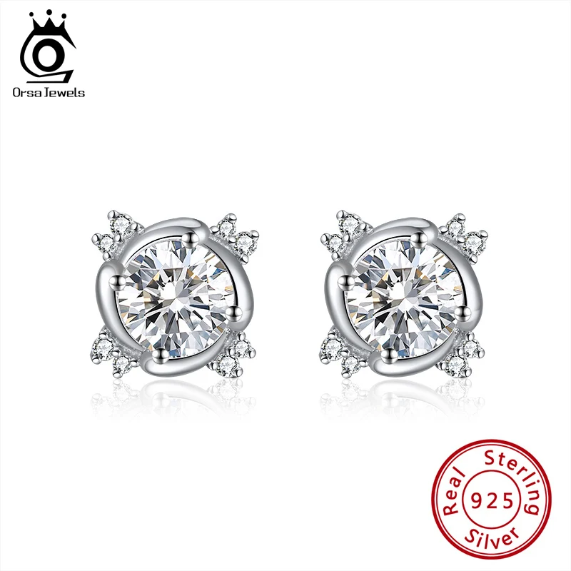 ORSA JEWELS кольцо 11 мм большой квадратный Чистый Кристалл Камень Стад Серьги 925