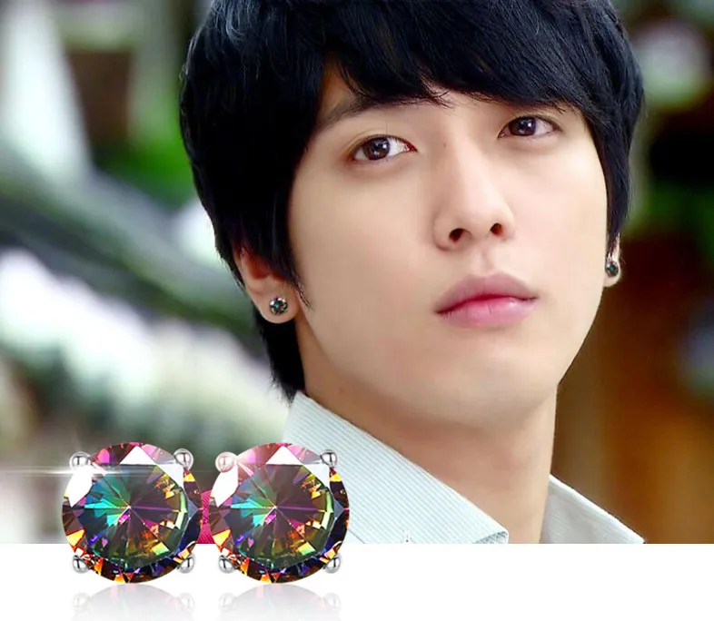 

Cute Female Crystal Zircon Stud Earrings Charm Vintage Rainbow Wedding Earrings Simple Female Round Earrings For Women