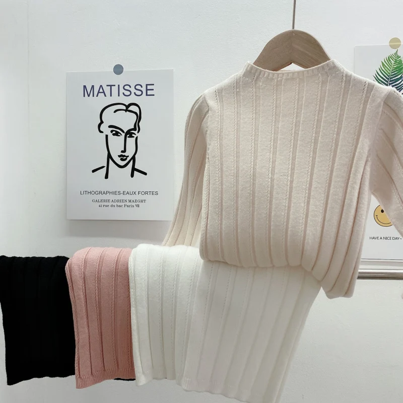 

Girl Wool Sweater Underwear Tops 2021 Light Thicken Warm Winter Autumn Knitting Pullover Outdoor Kids Baby Children Clothing