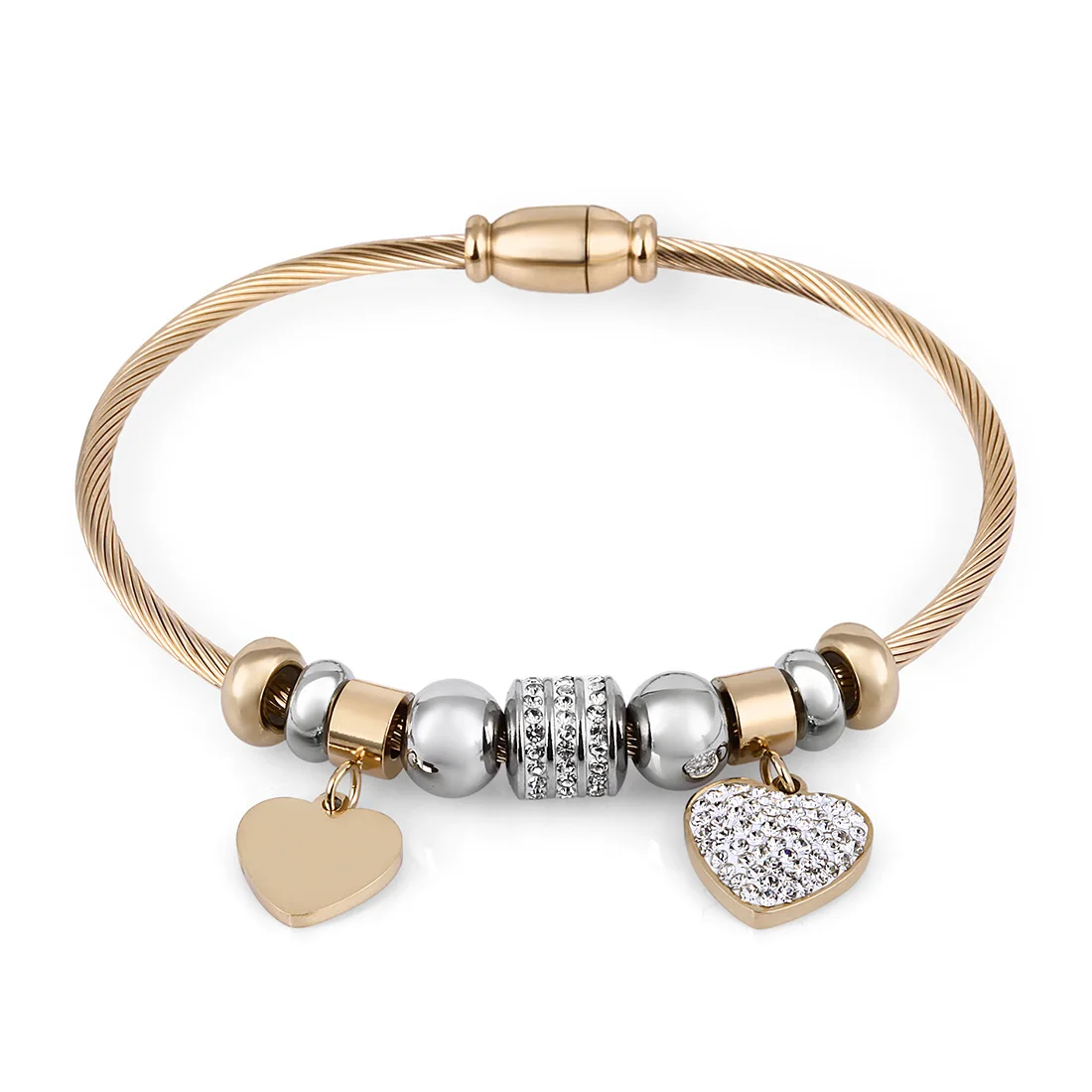 

Wesse JWEL1026 Heart Womens Bracelet Bangles Fashion Jewelry Steel Gold Color Birthday Gift for Womens