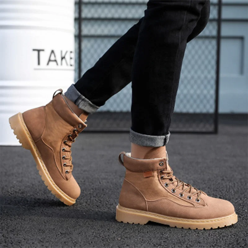 Новинка Мужские ботинки в стиле милитари Обувь для пустыни Мужская зимняя