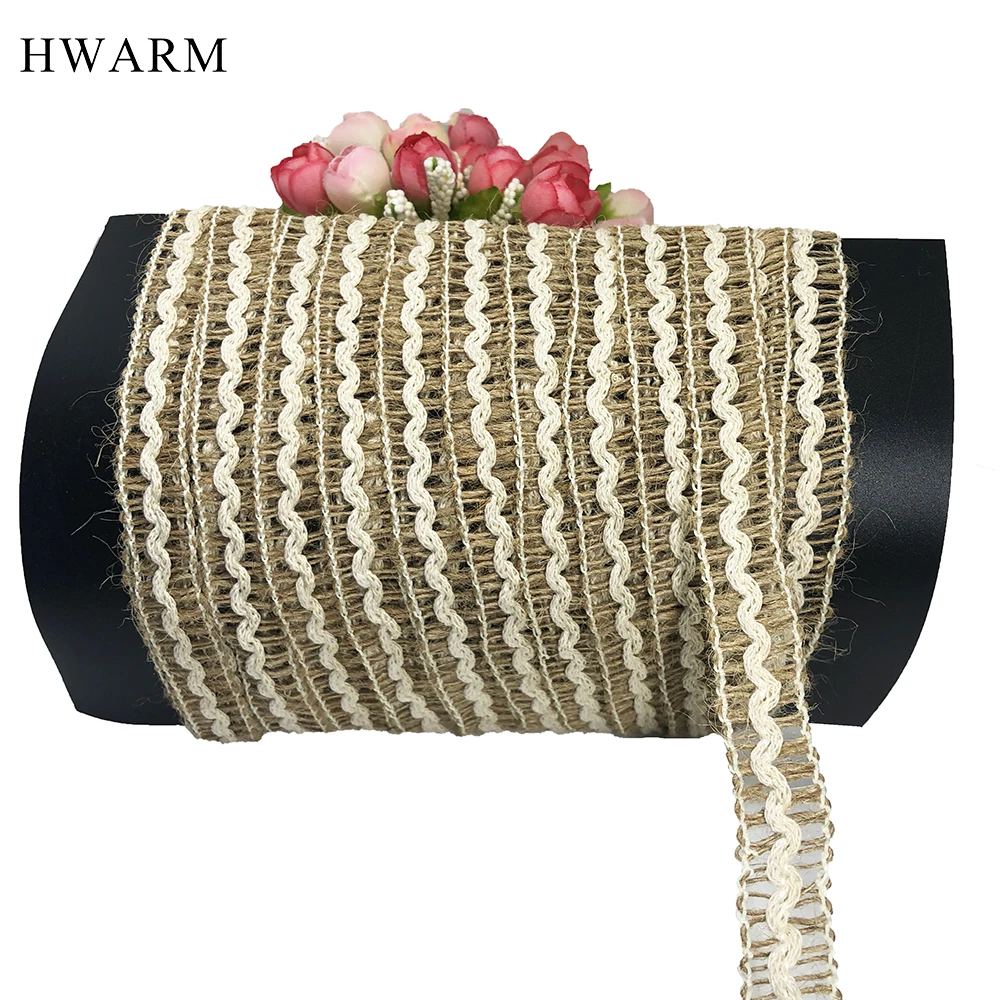 

50yard 1.5cm Jute Linen Hemp Rope Lace Fabric Diy Handmade Christmas Wedding Ribbon Decoration Bottle Flower Packing Accessories