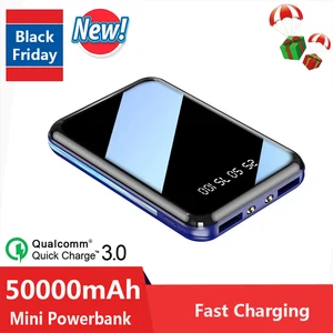 50000mah mini power bank ultra thin portable charger digital display 2usb port fast charging external battery for xiaomi samsung free global shipping