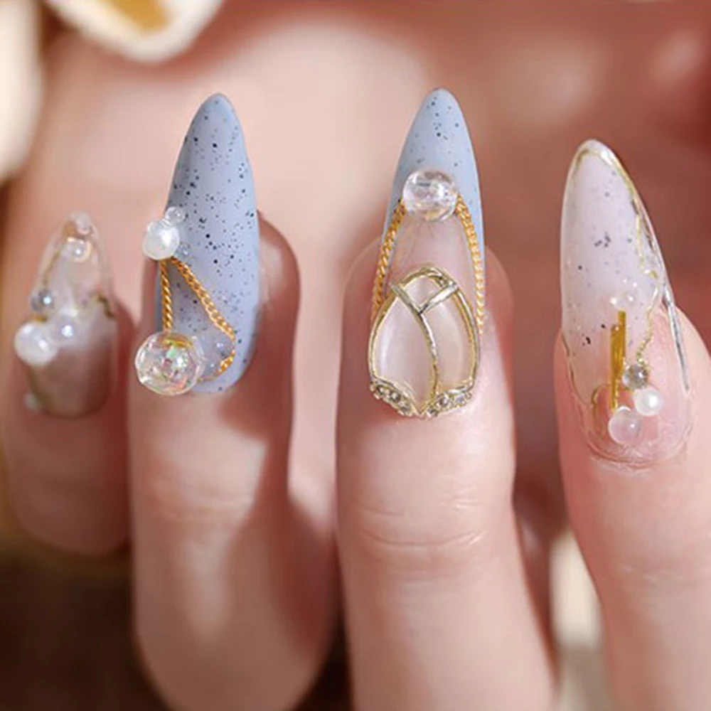 

2021 новый золотой серебряный ноготь искусства, ювелирное изделие, высокое качество стальной бусины из чистого Цвет стальные шарики 3D нейл-ар...