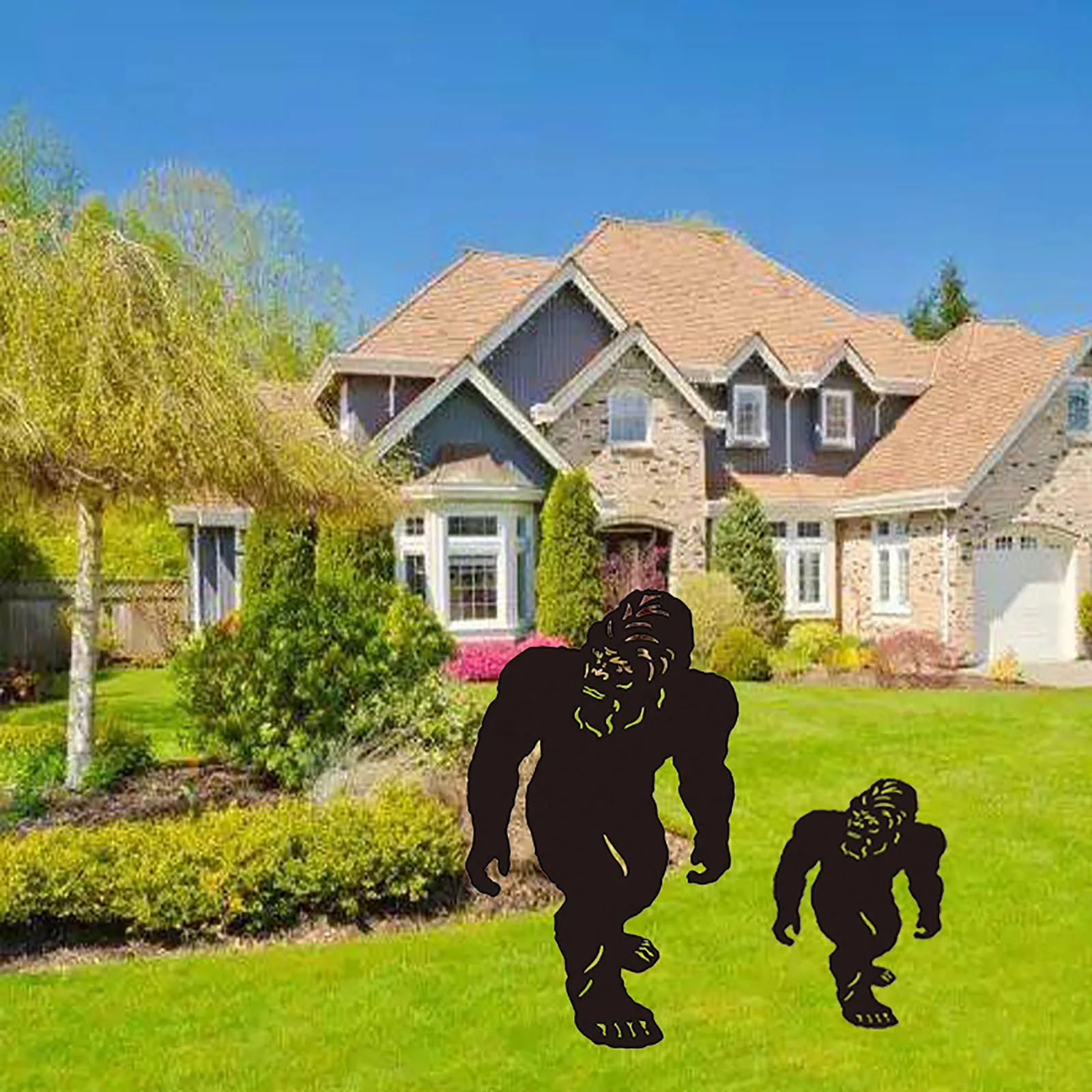 

Chimpanzee Yard Art Orangutan Garden Inserts Acrylic Animal Hollow Inserts Garden Decoration Outdoor Dcoration De Jardin