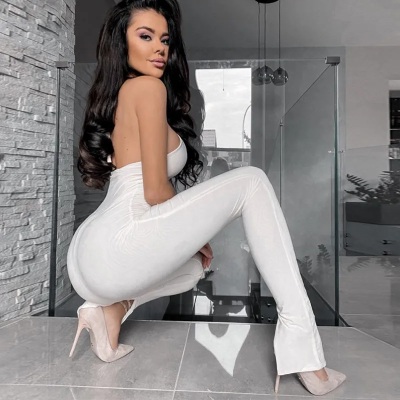 

Seamless Sling Sport Jumpsuit Women Spaghetti Strap One Piece Bodysuit Women Sexy Solid Color Sleeveless V-neck Elegant Jumpsuit