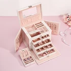 Чехол grace, Роскошная большая шкатулка из искусственной кожи, органайзер, серьги, кольцо, ожерелье, ящик для хранения ювелирных изделий, чехол для хранения с маленькой шкатулкой