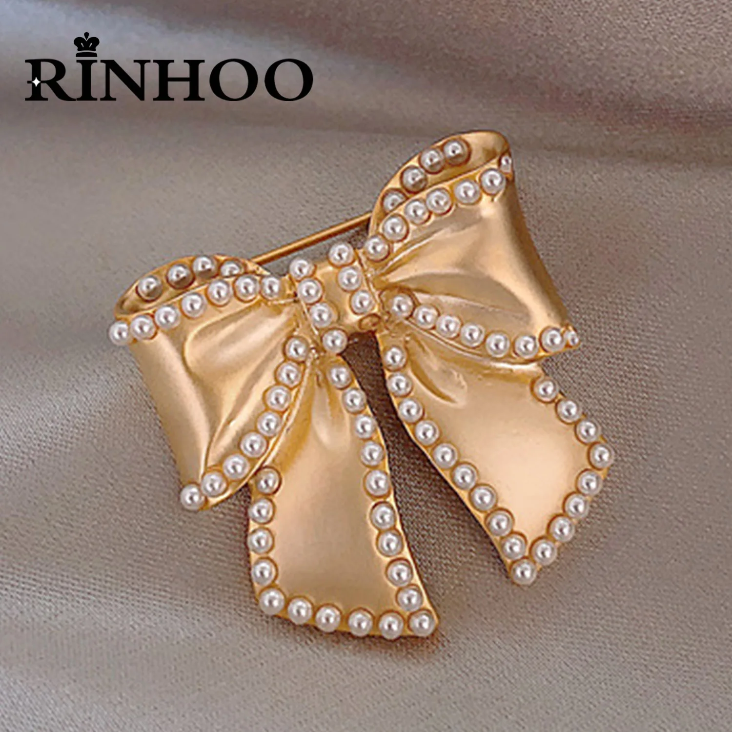 

Rinhoo Rhinestone Pearls Bow Brooches for Women Lovely Elegant Bowknot Brooch Pins Vintage Fashion Jewelry Winter Accessories