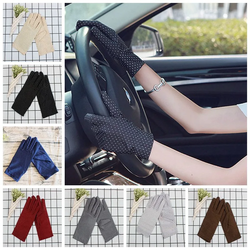 1 пара новые модные солнцезащитные перчатки на запястье в горошек эластичные