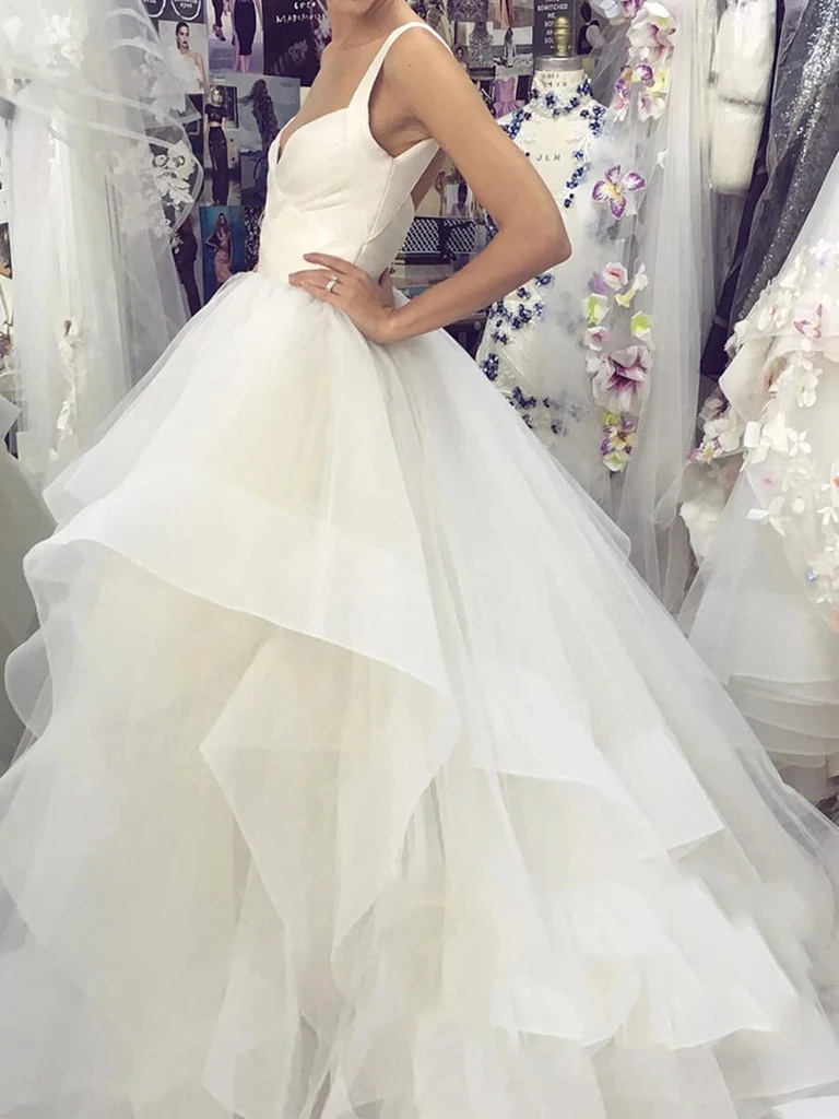 2020 Новые свадебные платья трапециевидной формы с оборками белого цвета и