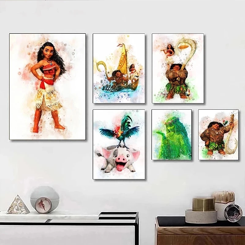 Модульные картины Disney Моана украшение для дома Maui Pua Hei TeFiti настенное искусство