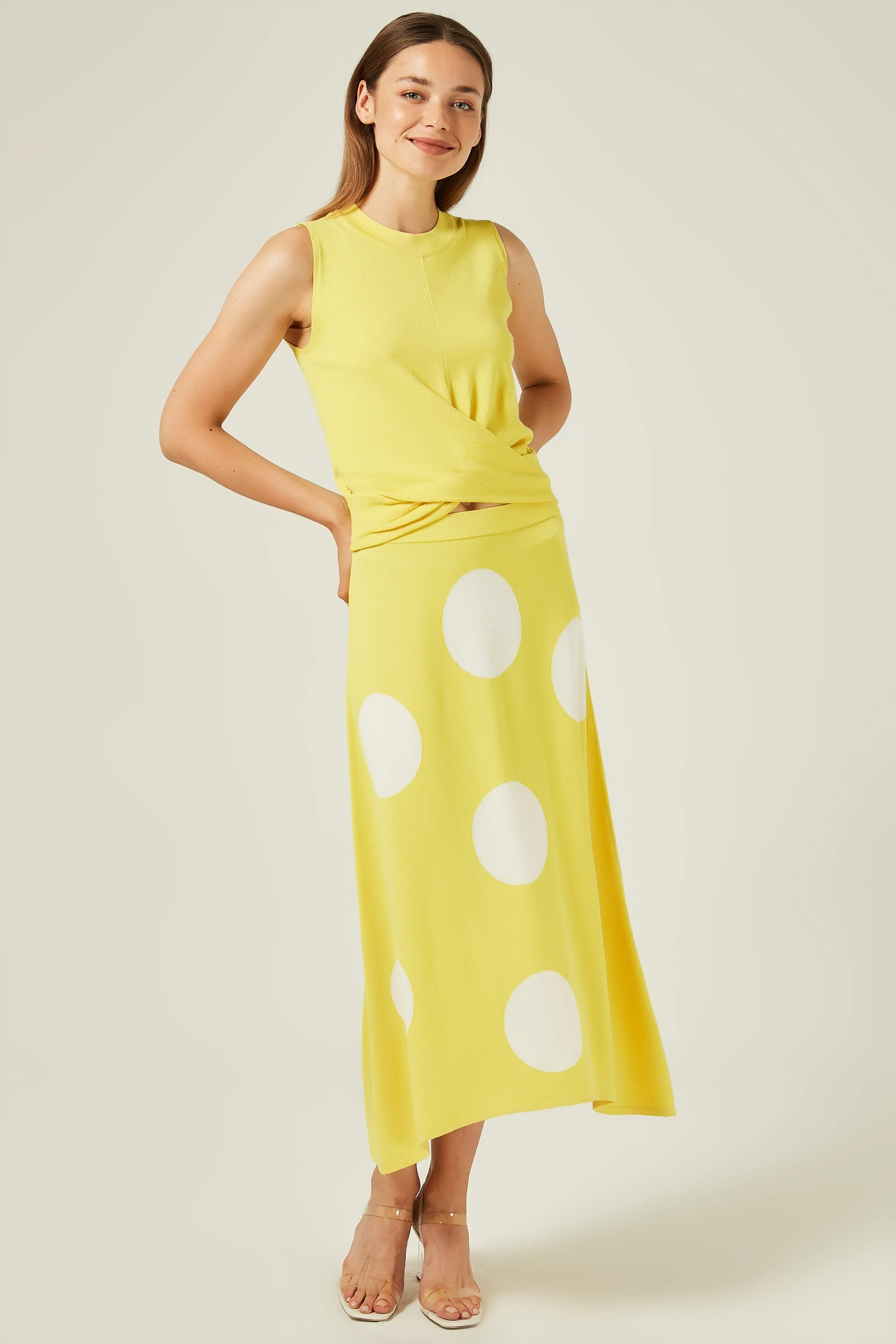 Приталенная юбка свитер в горошек|Женские юбки| |