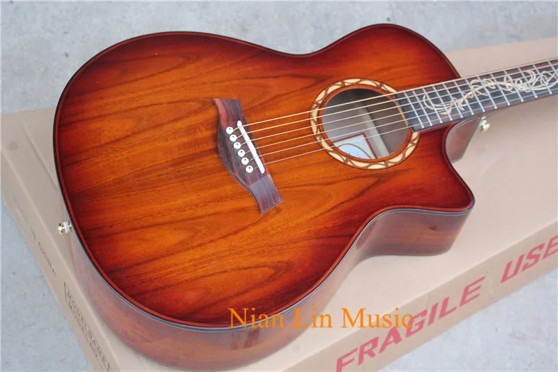 6-ой Акустическая гитара для игры в стиле фолк натуральное дерево Цвет корпус из