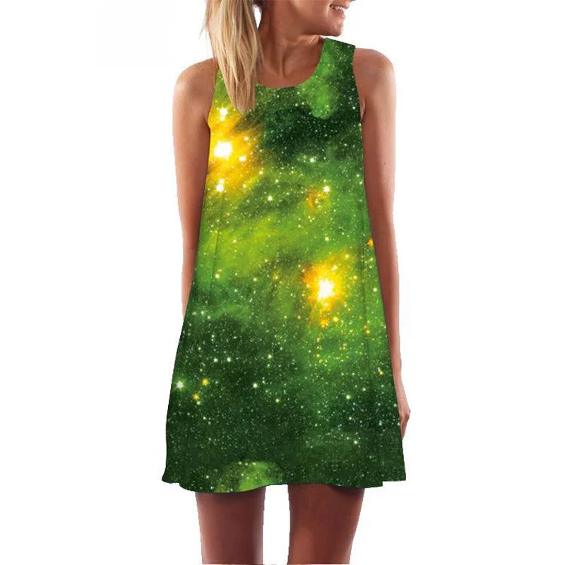 

Women Dress 2021 New Arrival 3D Print Sleeveless Casual Summer Dress A line Cute Mini Chiffon Dresses Vestidos dress