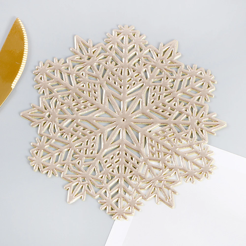 

Snowflake Hollow Pvc Bronzing Coaster Table Mat For Coffee Tables Tableware Cup Pads Christmas Decoration Kitchen Accessories