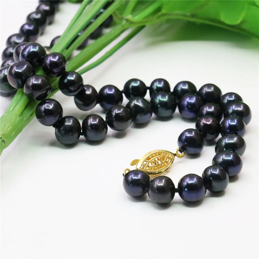 Черное Ожерелье Akoya с искусственным жемчугом 8-9 мм ювелирные изделия из