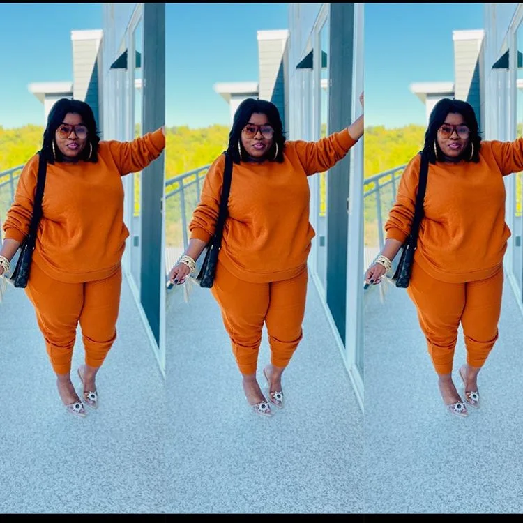 

Plus Size L-4XL Sweatsuit Women's Set Sweatshirt Jogger Pants Set Active Tracksuit Two Piece Fitness Outfit Matching Set