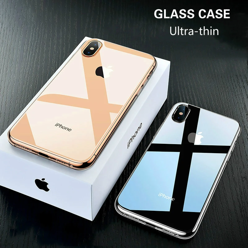 Роскошный прозрачный стеклянный чехол для iPhone 13 12 11 Pro MAX XSMAX XR X XS SE20 7 8 6 6s Plus тонкий