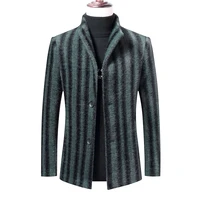 woolen men stripe coat autumn and winter new style wool overcoat male mid length business casual wear coats men plus size s 4xl