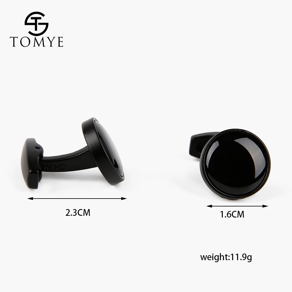 Уникальные матовые черные Круглые Эмалированные запонки TOMYE для мужчин XK19S123 |