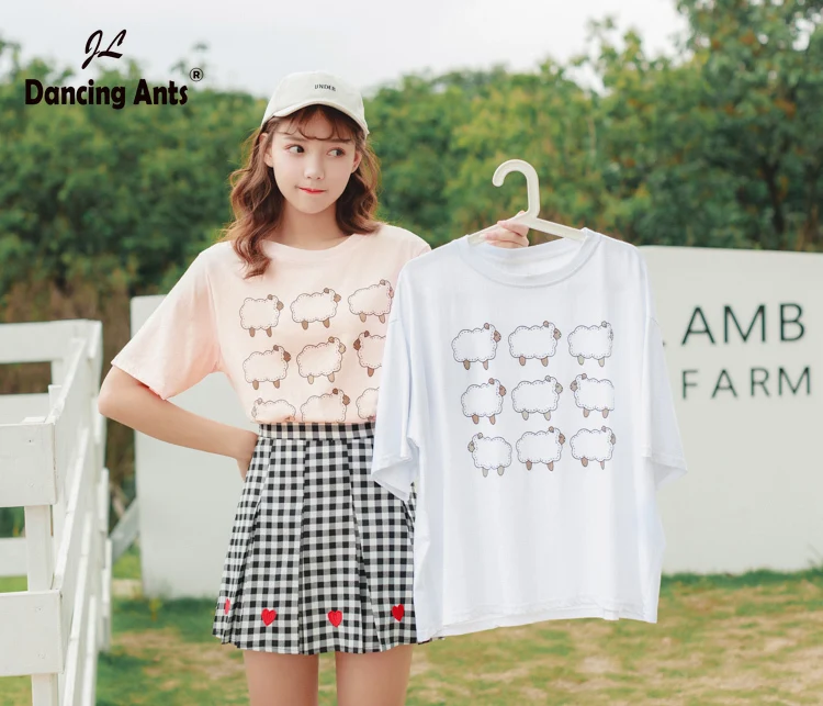 2020 модная женская летняя футболка с буквенным принтом мультяшный топ коротким