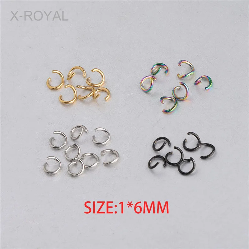 X-ROYAL 100 шт./лот 1*6 мм золотые цветные черные из нержавеющей стали открытые кольца