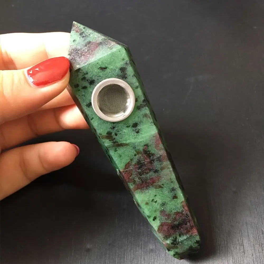 

Epidote Smoking Pipe Gems Points with 1 Brush+1 Filter Smoky Quartz Crystal Energy Healing Stone Pipes Drop-shipping Wholesale