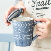 snowflake texture coffe cup mugs coffee cups lid spoon ceramic esspresso cups tea cup juice water milk heat resistant